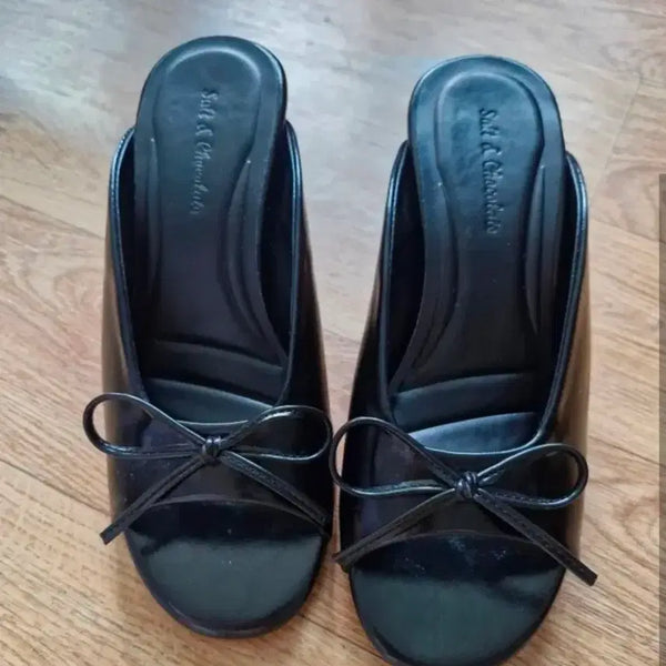 [BUNJANG] Salt & Chocolate Tove Wedge Heels Black / 솔트앤초콜릿 토브웨지힐 225