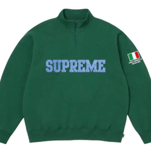 [BUNJANG] Supreme Half Zip Pullover Green Italy / 슈프림 하프집업 풀오버 그린 이태리