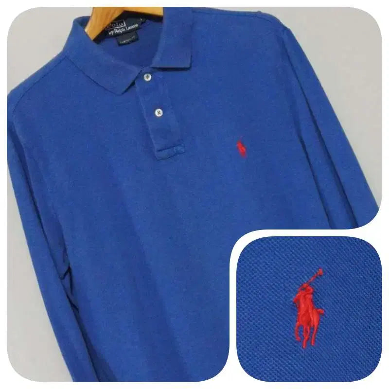 [BUNJANG] Polo Ralph Lauren Blue Casual Pique T-Shirt Men's 100 / 폴로랄프로렌 블루 캐주얼 PK티셔츠 남성100