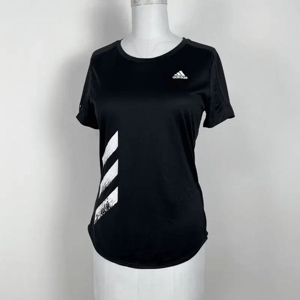 [BUNJANG] Adidas Round Neck Black Spandex T-Shirt XS / 아디다스/스판 라운드 블랙 티 티셔츠 XS/라덴