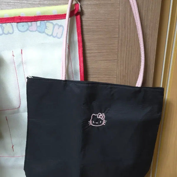 [BUNJANG] Hello Kitty Black Nylon Tote Bag / 미사용 헬로키티 블랙 토트백