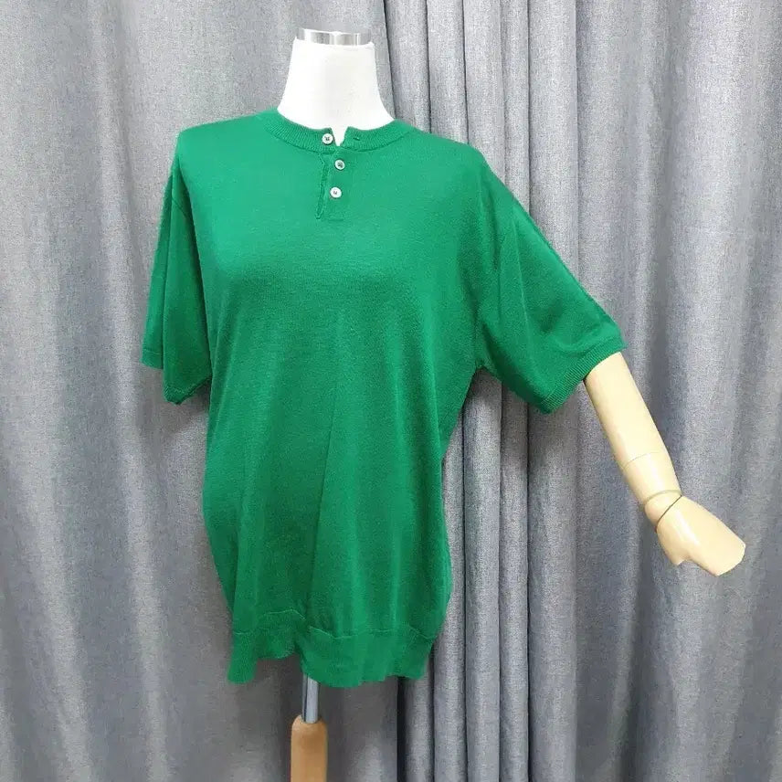 [BUNJANG] Green Viscose Short Sleeve Knit / 그린 비스코스 반팔니트