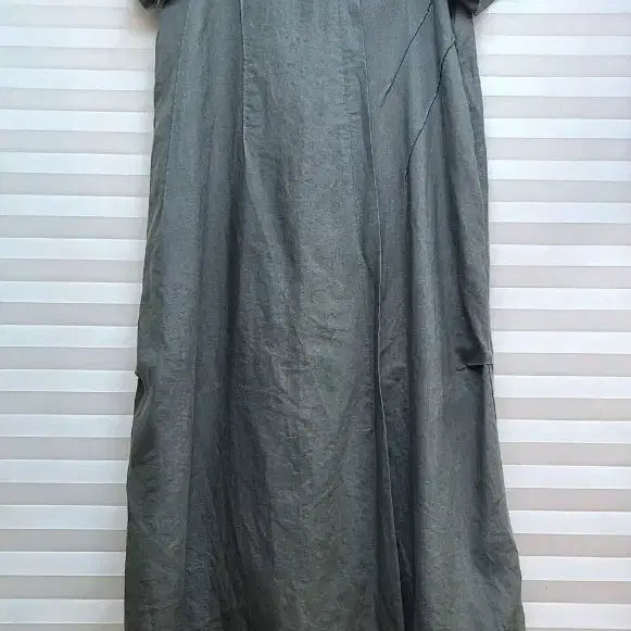 [BUNJANG] Linen Short Sleeve Long Dress - Gray / 린넨> 그레이 반팔 롱원피스