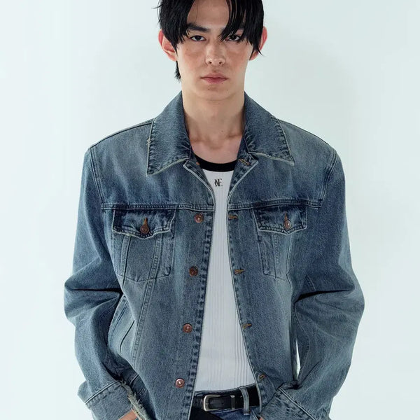 [BUNJANG] Noise Distroyed Washed Denim Jacket Size M / 노이스 디스트로이드 워시드 데님 자켓 M사이즈