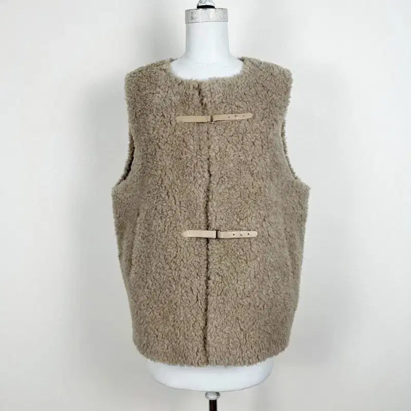 [BUNJANG] Natural Wool Shearling Vest Two-Button / 천연 양털 무스탕 베스트 조끼 투버튼 여S M/라덴