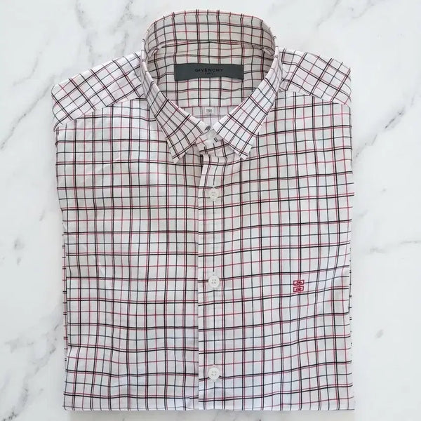 [BUNJANG] Givenchy Men's Signature 4G Embroidery Check Short Sleeve Shirt / [정품] 지방시(GIVENCHY MEN) 반팔 체크 셔츠(백화점)