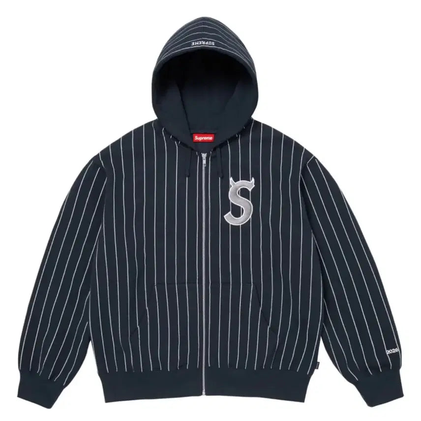 [BUNJANG] Supreme S Logo Devil Hoodie Zip-up Stripe S / 슈프림 S로고 데빌 후드 집업 스트라이프 S