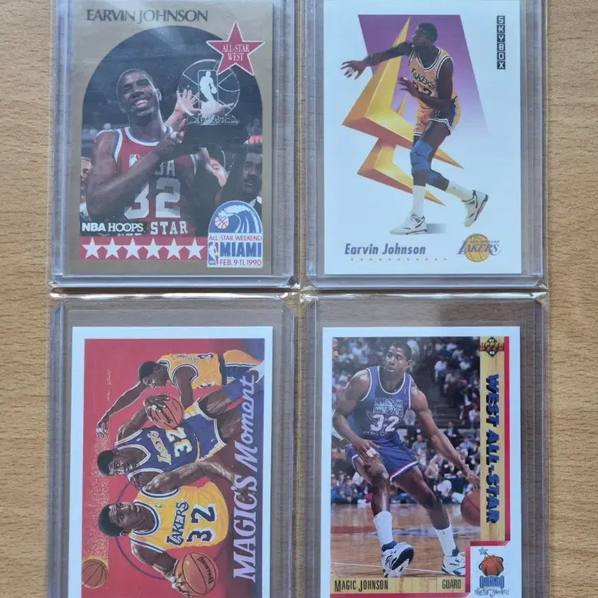 [BUNJANG] NBA Los Angeles Lakers Legend Magic Johnson Basketball Cards Lot (4 Cards) / NBA LA레이커스 레전드 매직 존슨 농구카드 4장랏 판매합니다.