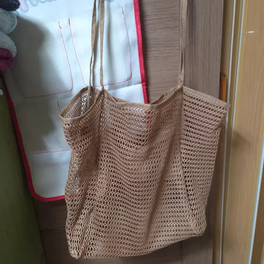 [BUNJANG] Beige Mesh Shopper Tote Bag / 메쉬 그물 토트백 베이지