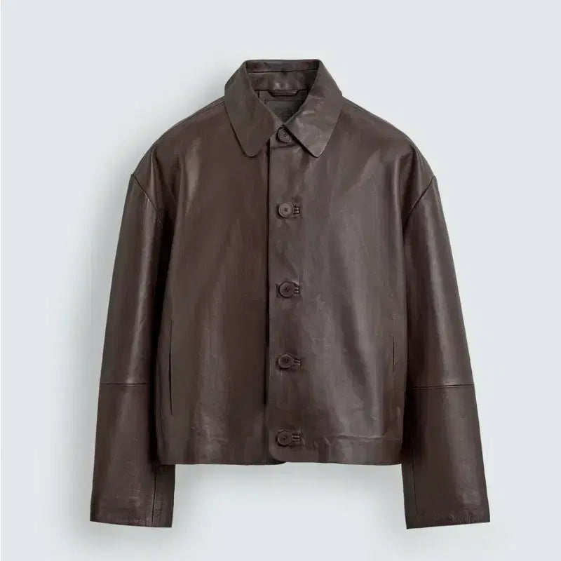 [BUNJANG] Zara Lambskin Leather Boxy Fit Jacket L / 자라 램스킨 리얼레더 박시핏 자켓 L