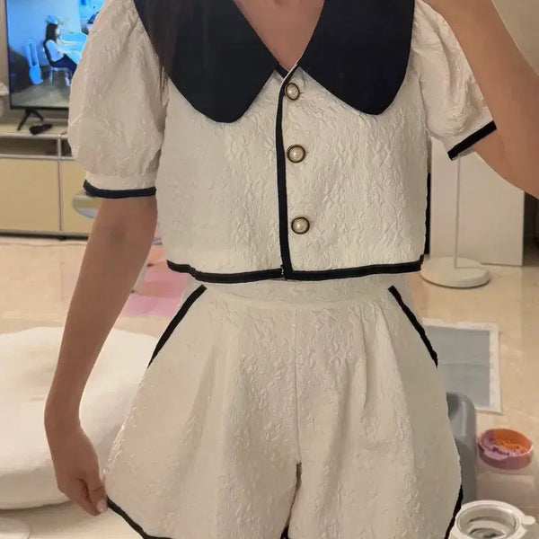 [BUNJANG] Colorblock Two-Piece Set / 배색 투피스 세트