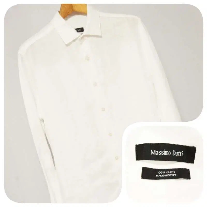 [BUNJANG] Massimo Dutti White Linen Casual Shirt Men's 100 / 마시모두띠 화이트 린넨 캐주얼 셔츠 남성100