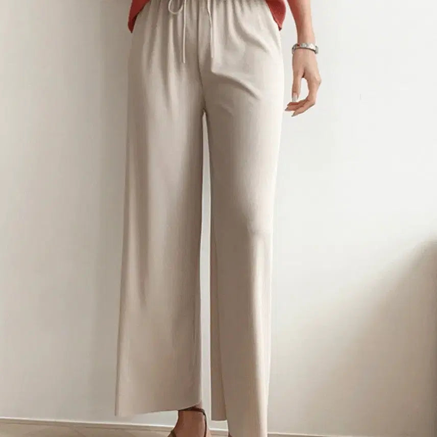 [BUNJANG] Ribbed Waistband Pants Beige / 새상품/골지 허리 밴딩 팬츠 바지 #베이지