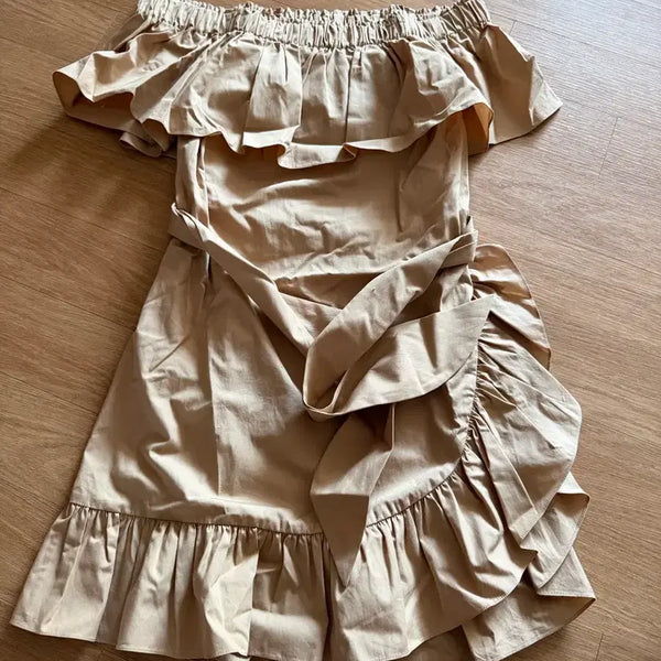[BUNJANG] Sandro Authentic Frill Detail Off-Shoulder Mini Dress / 산드로 원피스 정품