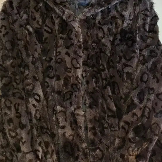 [BUNJANG] Leopard Print Hooded Mink Jacket - Size 66 / 호피 후드밍크 자켓 여성 66 사이즈