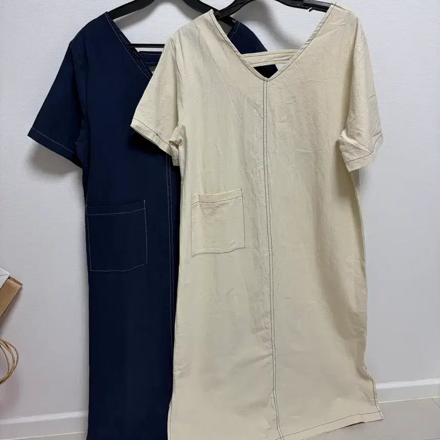 [BUNJANG] Beige and Navy Long Dress Set / 새상품 원피스 2장가격