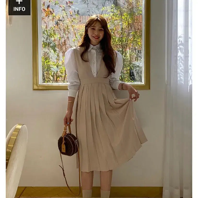 [BUNJANG] Marimarket Beige Dress / 마리마켓 베이지 원피스