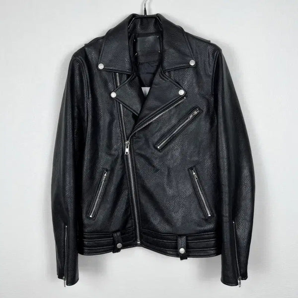 [BUNJANG] Heavy Smoker Black Genuine Leather Rider Jacket Men's M / 헤비스모커/가죽 라이더 자켓 블랙 남M 95/라덴