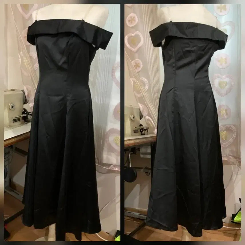 [BUNJANG] Off-Shoulder Satin Dress / 오프숄더 공단 드레스 원피스