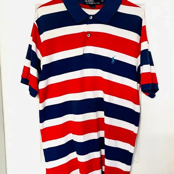 [BUNJANG] Polo Ralph Lauren Striped Polo Shirt M / 폴로 랄프로렌 스트라이프 카라티셔츠