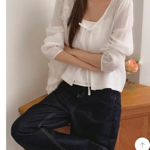 [BUNJANG] Plus Size Bustier + Cardigan Set / 빅사이즈 뷔스티에+가디건 세트