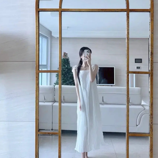 [BUNJANG] Mayoon Ribbon Pleated Sleeveless Dress White / 메이윤 리본 주름 나시원피스 화이트