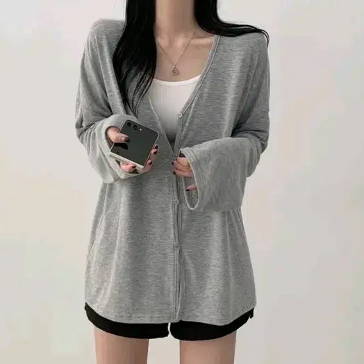 [BUNJANG] New Mid-Season Oversized Cardigan / 새상품) 간절기 차르르 오버핏 가디건