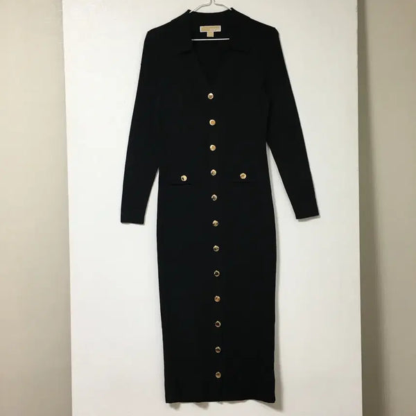 [BUNJANG] Michael Kors Gold Button Knit Dress Size S / 마이클코어스 금장버튼 니트 드레스 원피스 S