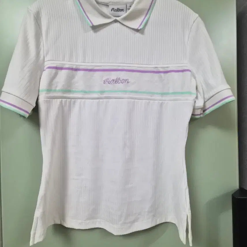 [BUNJANG] Malbon Golf Short Sleeve Polo Shirt White Slim Fit / 말본 골프웨어 반팔 카라티 화이트 새상품급 슬림핏