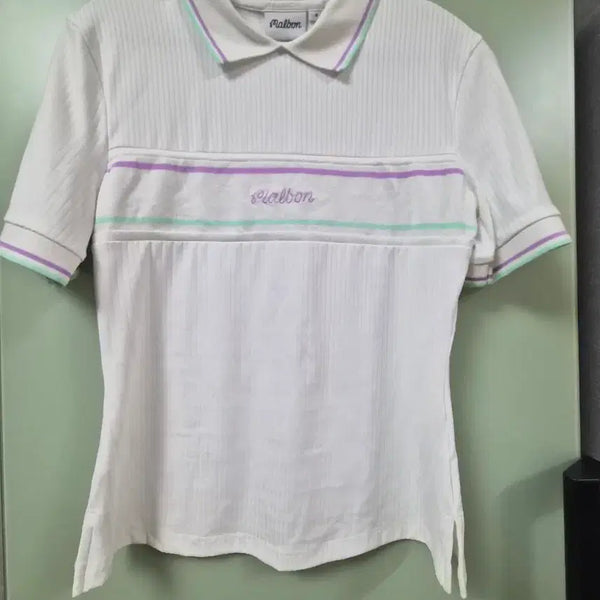 [BUNJANG] Malbon Golf Short Sleeve Polo Shirt White Slim Fit / 말본 골프웨어 반팔 카라티 화이트 새상품급 슬림핏