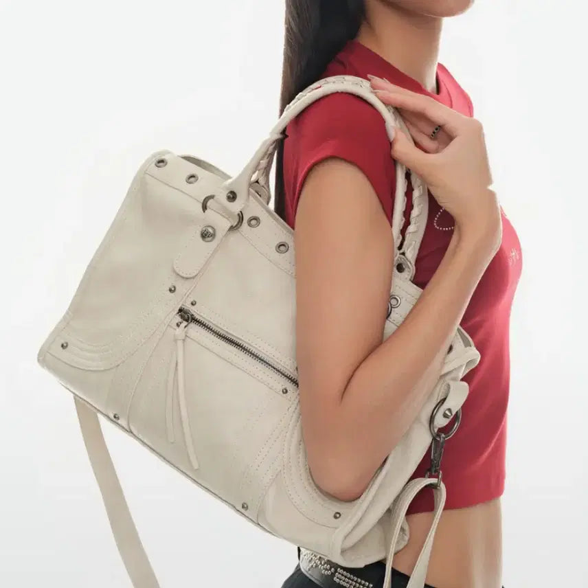 [BUNJANG] Belton Curve Tote Bag Beige / 새상품) 블랙퍼플 벨튼 커브 토트백 베이지