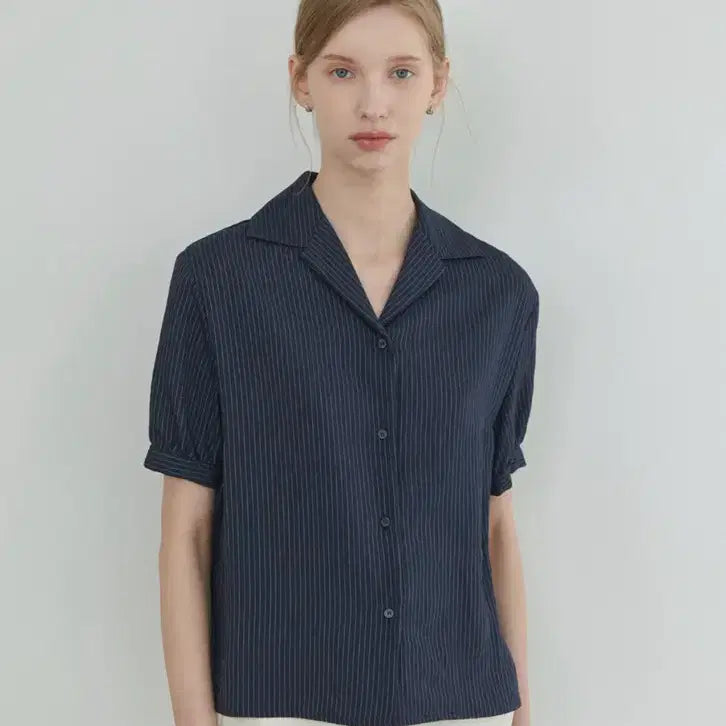 [BUNJANG] Shamuso Collar Stripe Shirt / 샤무스 카라 스트라이프 셔츠