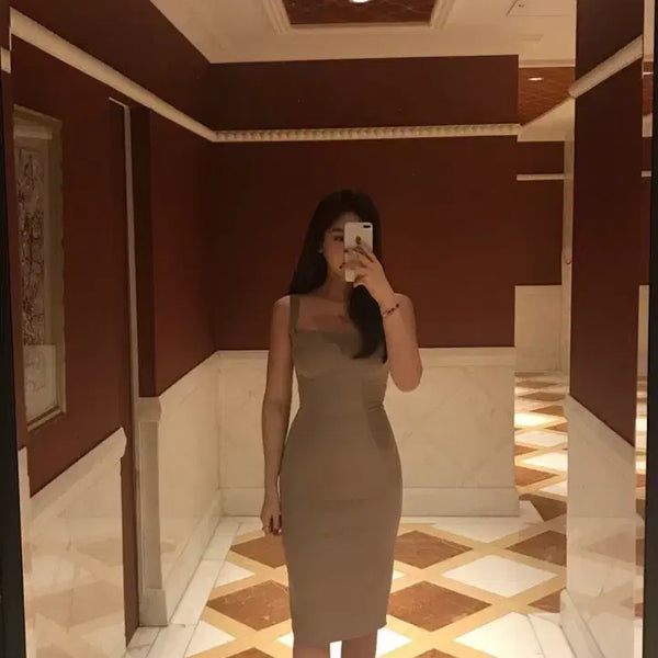 [BUNJANG] Kwok Ji-hee Monica Dress Mocha Beige / 곽지희 모니카 드레스