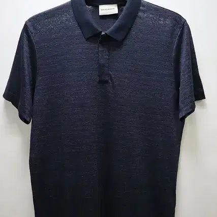 [BUNJANG] Solid Homme Linen Blend Collar Short Sleeve Knit Navy / SOLID HOMME 솔리드옴므 마소재 카라 반팔 니트 비침