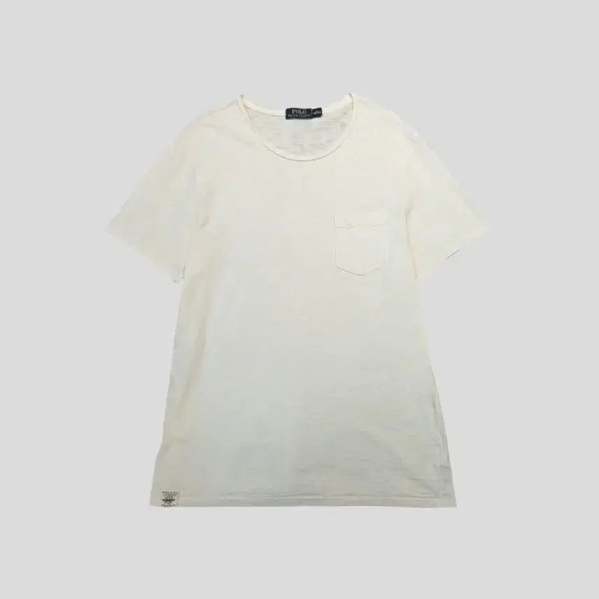 [BUNJANG] Polo Ralph Lauren Chest Pocket Logo Cotton T-Shirt L / 폴로랄프로렌 아이보리 크림 체스트포켓 로고 코튼 반팔 티셔츠 L