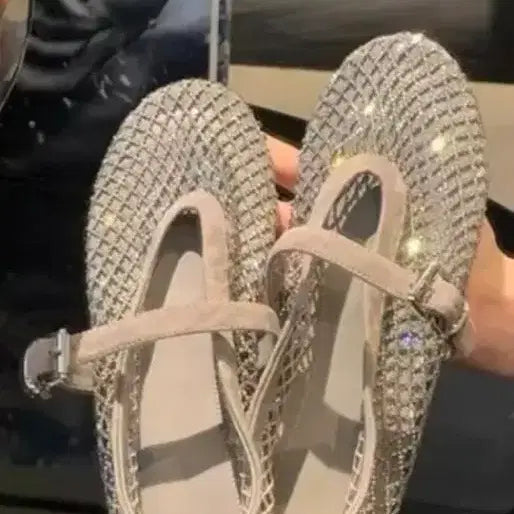 [BUNJANG] Handmade Leather Strap Cubic Flat Shoes / 여성 큐빅 수제화 가죽 스트랩 플랫 슈즈 구입가 11번가에서 6만원