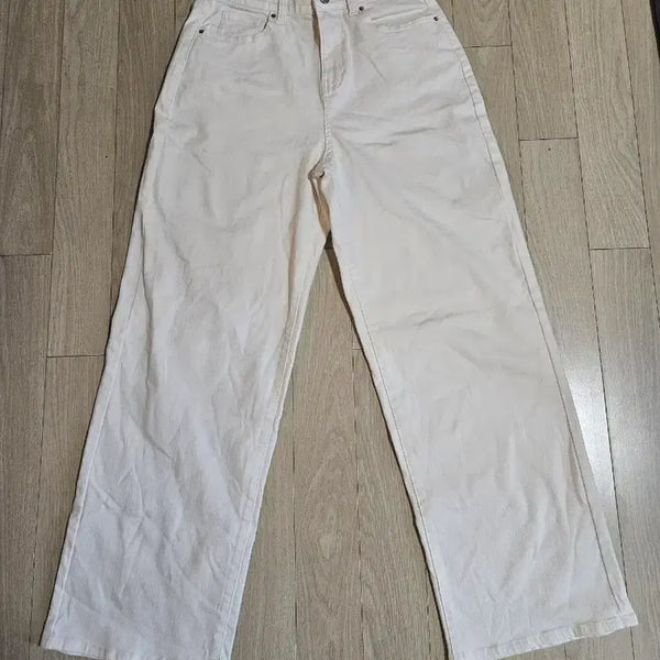 [BUNJANG] Polham Cream White Unisex Wide Banding Pants (Size 29-30) / 29-30 남여공용 크림 화이트  와이드 밴딩 팬츠 (MJ7)