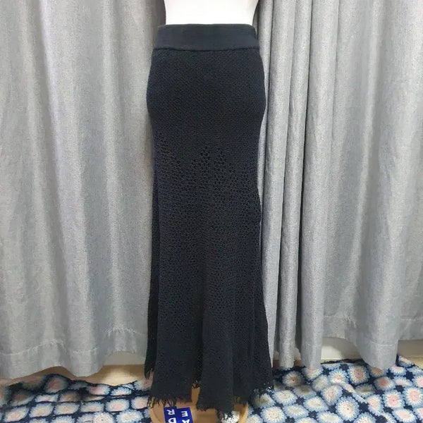 [BUNJANG] 6677banding Textured Maxi Skirt / 6677밴딩 짜임 맥시스커트
