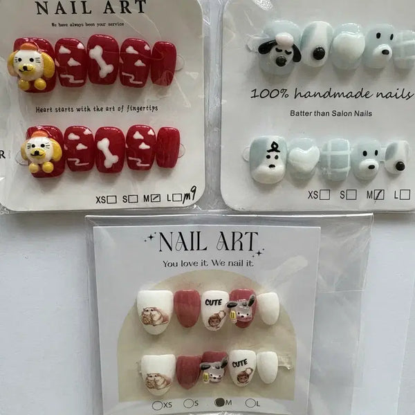 [BUNJANG] Cute Character Nail Tips Set (M) - 3 Packs / 귀여운 캐릭터 네일팁 3세트(M)