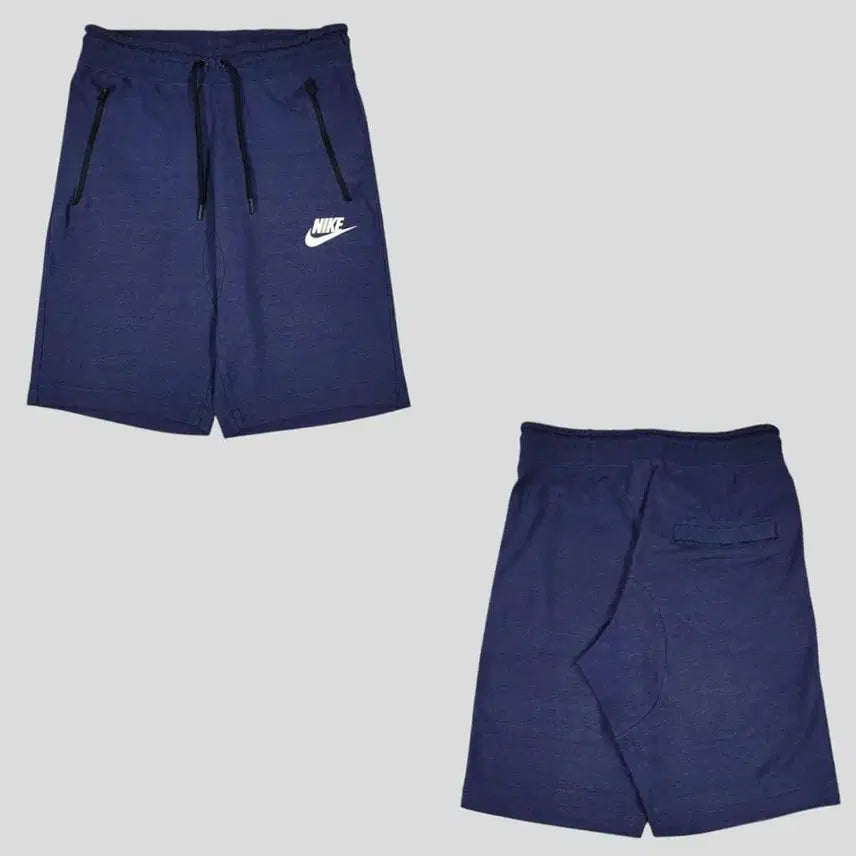 [BUNJANG] Nike Futura Logo Banded Cotton Blend Sweatshorts / 나이키 멜란지 딥블루 화이트 퓨추라로고 밴딩 코튼블렌드 스웻팬츠 반바지 하프팬츠 29-31