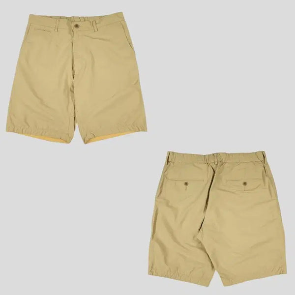 [BUNJANG] Nanamica Tailored Fit Amekaji Casual Poly Shorts (34-36) / NANAMICA 나나미카 JP 베이지 밴딩 캐주얼 테일러드핏 아메카지 미니멀 폴리 반바지 하프팬츠 MADE IN JAPAN 34-36