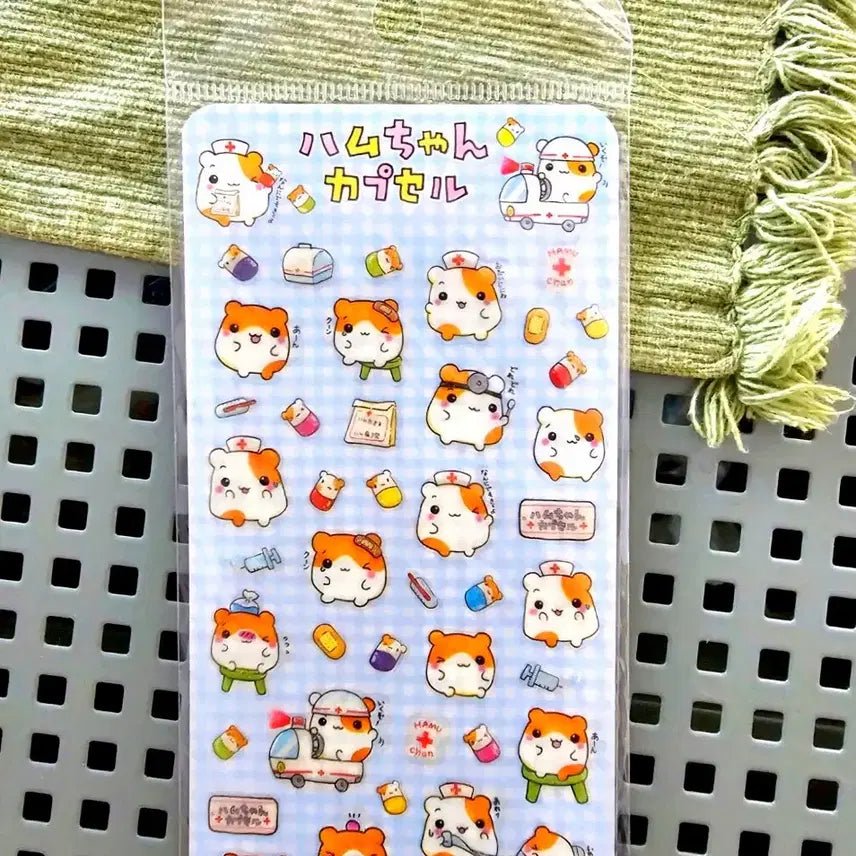 [BUNJANG] Q-LiA Hamster Hospital Sticker Set / qlia 헤이세이 스티커,병원 햄스터 스티커,하무 병원 스티커, 햄찌 햄쨩 q lia 스티커