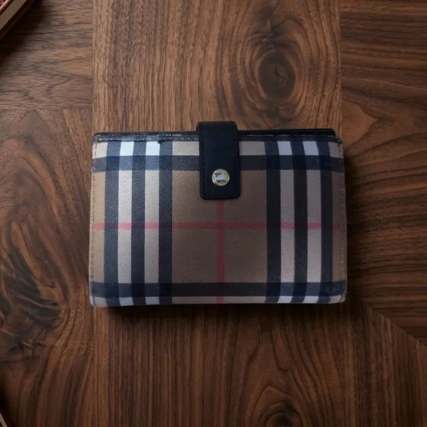 [BUNJANG] Burberry Vintage Check Leather Flap Medium Wallet / [정품] 버버리 빈티지 체크 레더 플랩 중지갑 (박스/보증서 풀구성)