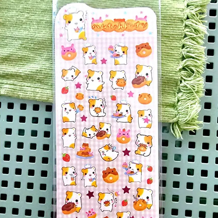 [BUNJANG] Q-LiA "Heisei" Hamster & Donut Sticker Set / qlia 헤이세이 햄스터 햄찌 햄쨩 포터햄 포테햄 스티커, 헤이세이 스티커,도넛 햄스터스티커, 캔디 하무 q lia 스티커