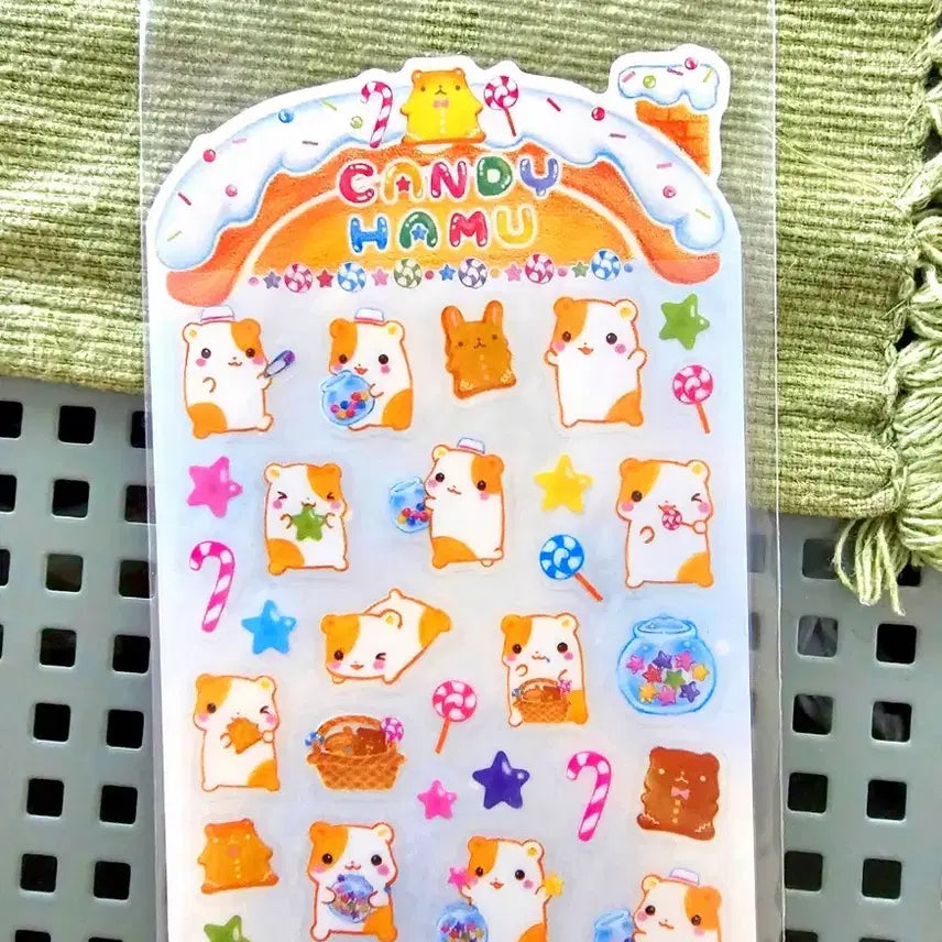[BUNJANG] Q-LiA Hamster Candy Sticker Set / qlia헤이세이 스티커,햄찌 캔디 스티커, 햄쨩, 캔디 하무 포터햄 포테햄 q lia스티커