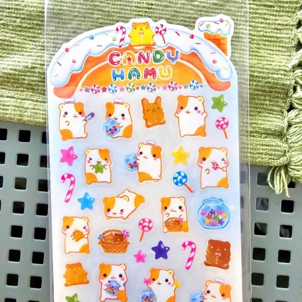 [BUNJANG] Q-LiA Hamster Candy Sticker Set / qlia헤이세이 스티커,햄찌 캔디 스티커, 햄쨩, 캔디 하무 포터햄 포테햄 q lia스티커