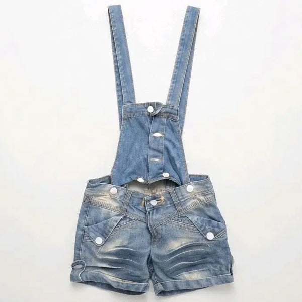 [BUNJANG] Detachable Strap Vintage Wash Denim Shorts / 빈티지 워싱 데님 멜빵 탈부착 반바지 S. 새상품
