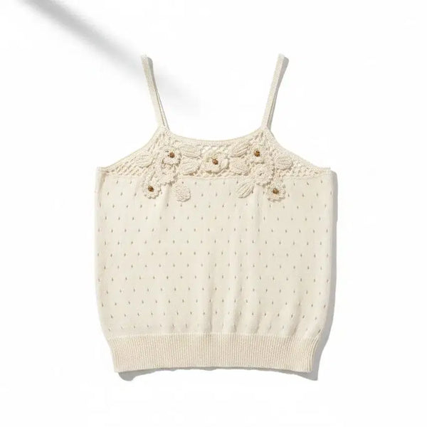 [BUNJANG] Crochet Flower Sleeveless Knit Top / 크로셰 플라워 민소매 니트