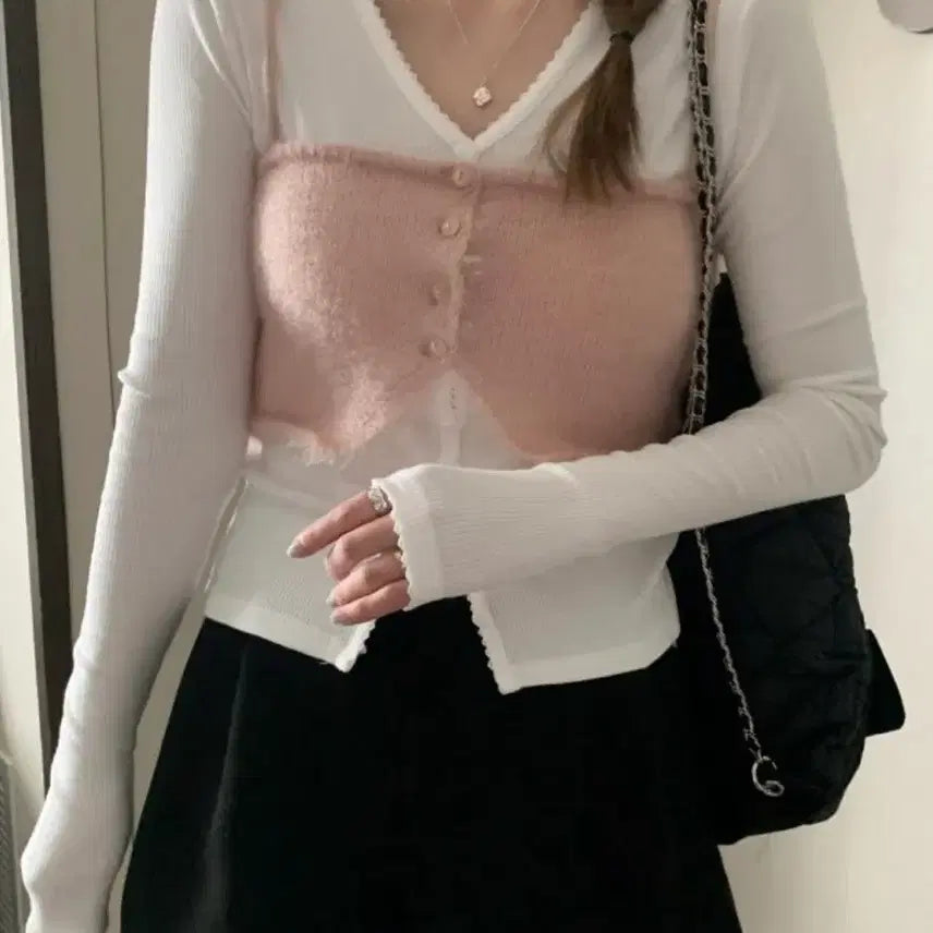[BUNJANG] Mellounge Ribbed V-Neck Cardigan / 멜라운지 골지 브이넥 가디건 새상품