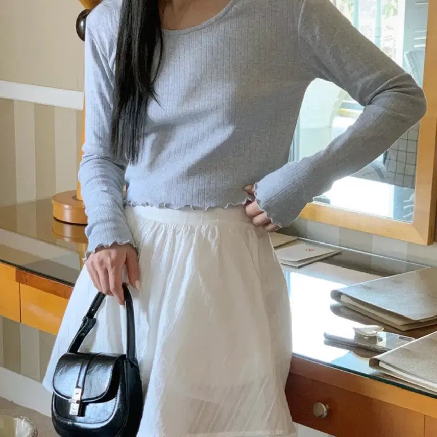 [BUNJANG] Konmiggo Eyelet Punching T-Shirt - Gray (New, Unsealed) / [미개봉 새상품]꼰미고 아일릿 펀칭 그레이